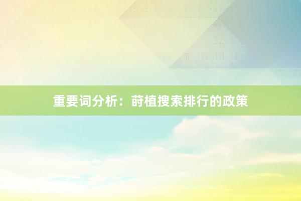 重要词分析：莳植搜索排行的政策